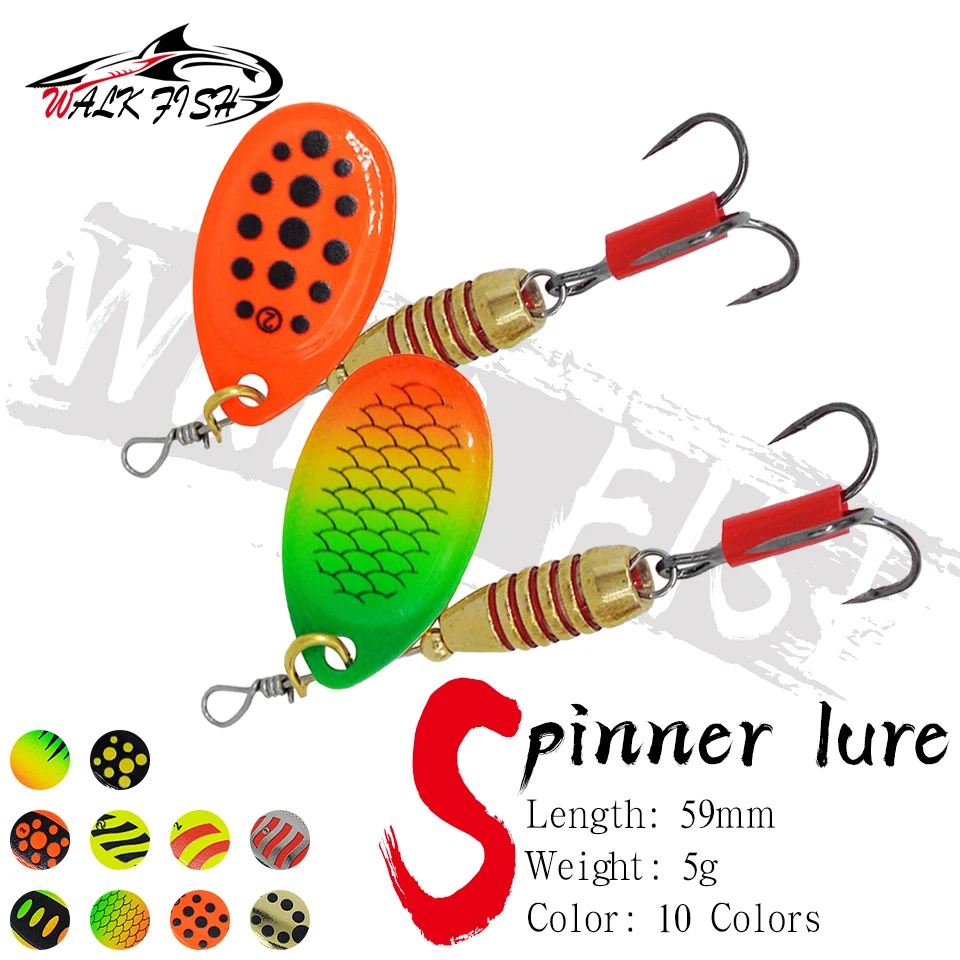 WALK FISH 5.9cm 5g Spinner Lure Luya Spinner Composite Rotating Sequin Metal Fishing Bait Gear Fishing Ocean Lake Fake Hard Bait