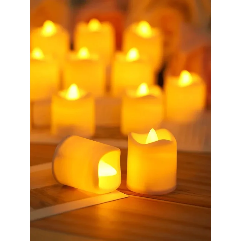 Flickering LED ivory electronic candle, flameless tealight, battery operated, ideal for weddings