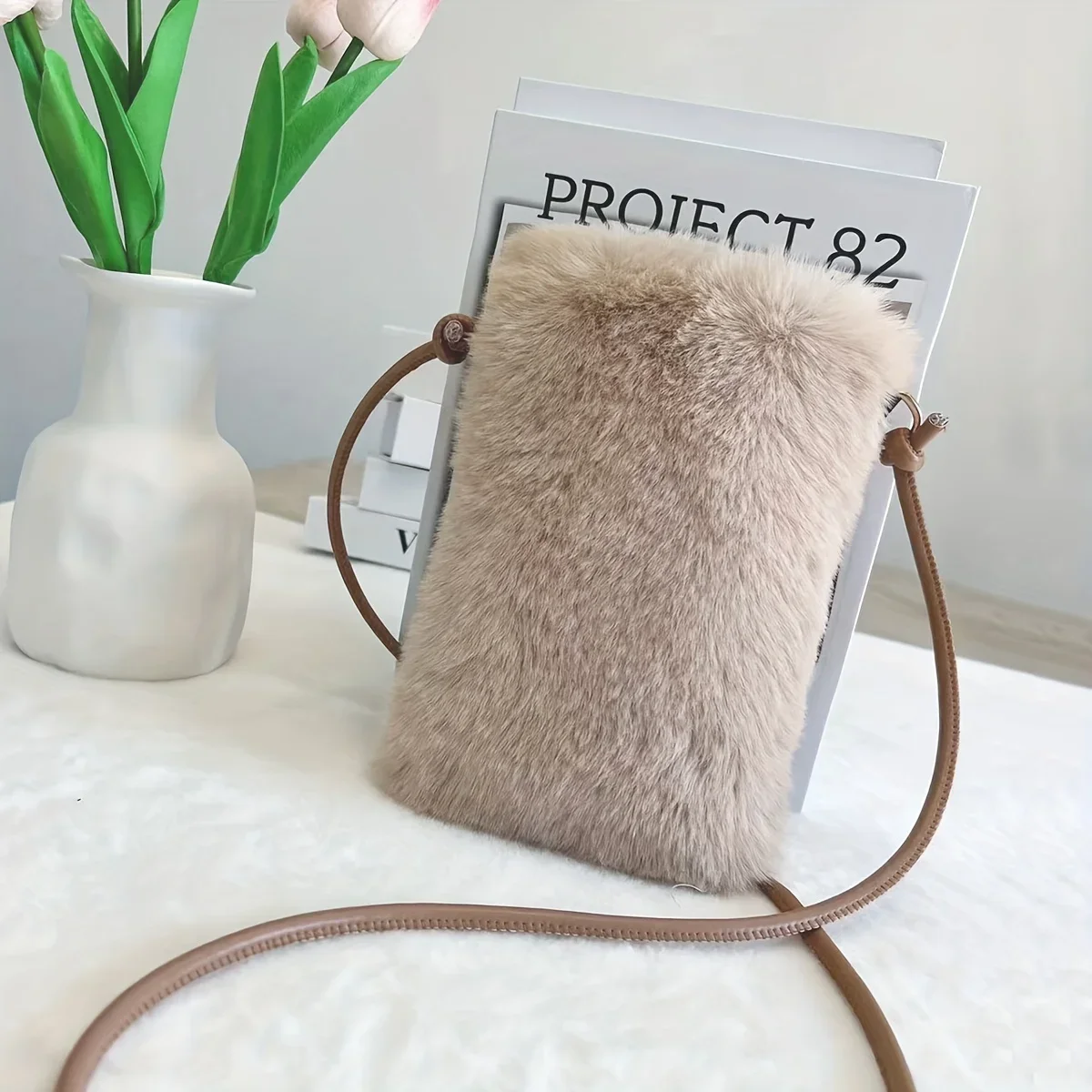 Women Handbags Fashion Plush Shoulder Bags Large Capacity Crossbody Bags for Women Phone Purse Small Flap for Autumn and Winter