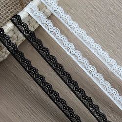 1.5cm White Embroidered Lace Fabric 5 Yards Crafts Ribbon Trim Collar Black Elastic Laces Bra Panty Clothes Accessories Sewing