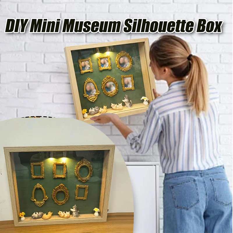 Mini Museum Photo Album Creative Memory Shadow Box Display Kit With Gold Frame Figurines For Wedding Anniversary Valentine's Day