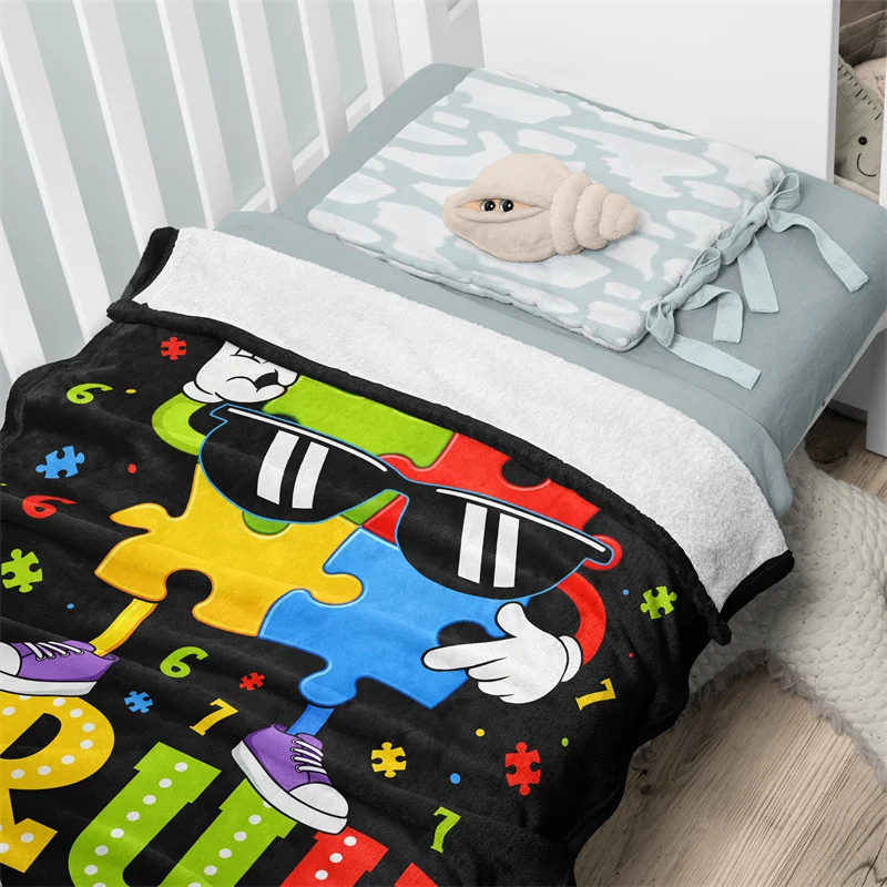 Gaslight Gatekeep Girlboss Six Seven Bruh 67 Autism Puzzle 6 7 Meme Birthday Throw Blanket Special Education Soft Fleece Blanket