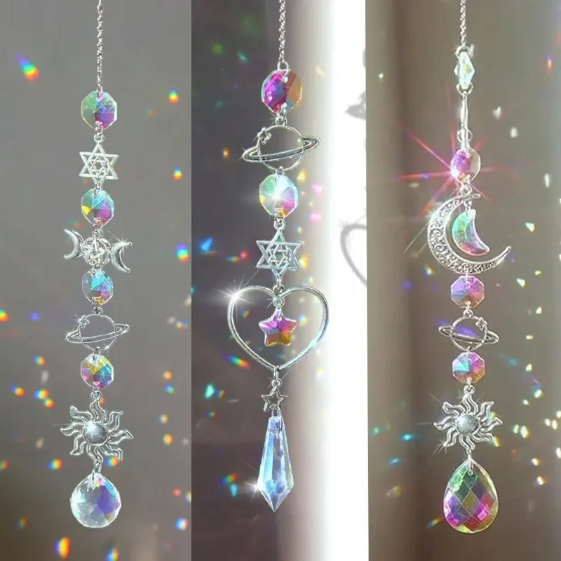 

Crystal Wind Chime Rainbow Maker Sun Catcher Dream Catcher Pendant Home Garden Decor Wind Chime, Holiday, Festival, Home Decor,