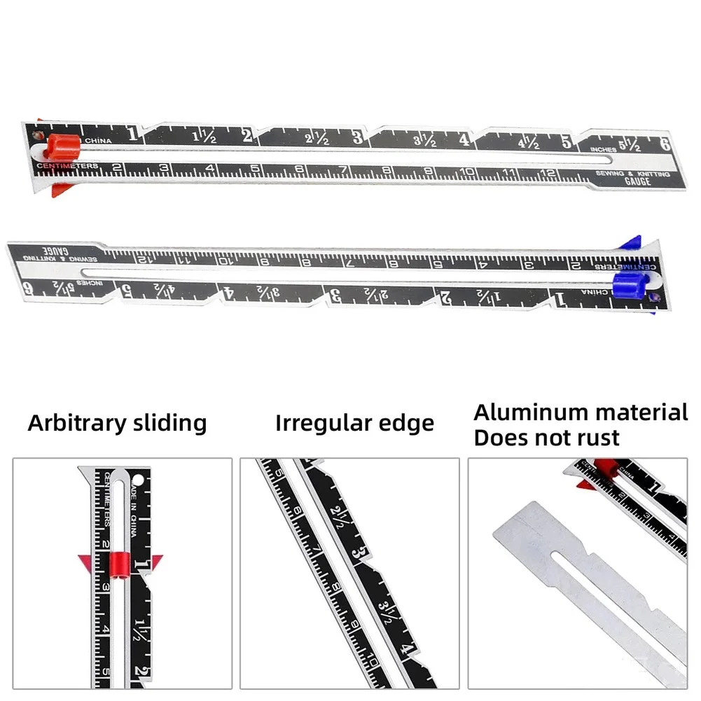 高品質の縫製ゲージ測定ツール 幅0.67インチ 長さ5.91インチ 金属+プラスチック製 多機能縫製キット