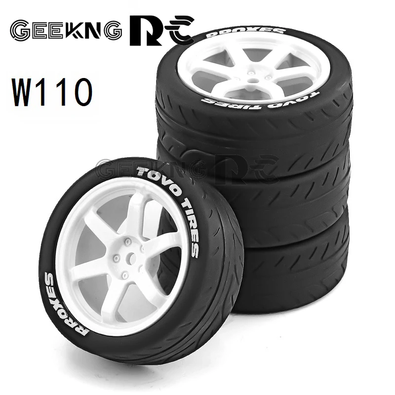 4pcs 68mm Rubber Tire Wheel Tyre 12mm Hex for Tamiya TT01 TT01E TT02 TT02B TA06 XV01 XV02 PTG-2 1/10 RC Racing Car Upgrade Parts