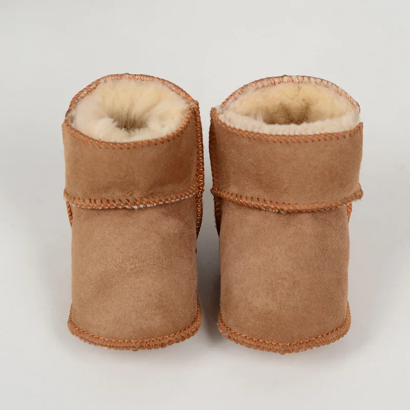 Girls Wool Sheepskin Boots Children Winter Fur Shoes Kids Boy Velvet Snow Boots Infant Baby Toddler Leather Furry Boots Footwear