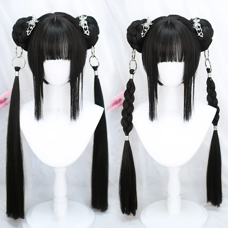 LM Synthetic Hair Hatsune Miku Wig Cosplay Long Synthetic Hair Clips 2 Ponytails Lolita Green Pink Heat Resistant Party Wigs