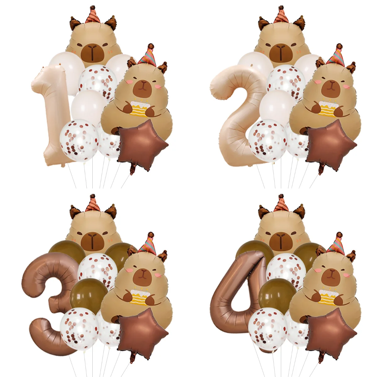 Ensemble de guirlandes et arches de ballons Capybara pour célébration de groupe, Joyeux Anniversaire, grande quantité de ballons pour fête d'anniversaire collective