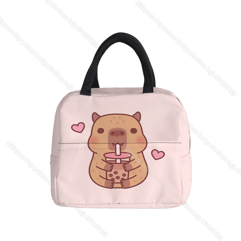 Capybara Fluffy Lunch Box Bag Cartoon My Spirit Animal Tote Insulation Student Lunch Bag Thickened Aluminum Foil Box