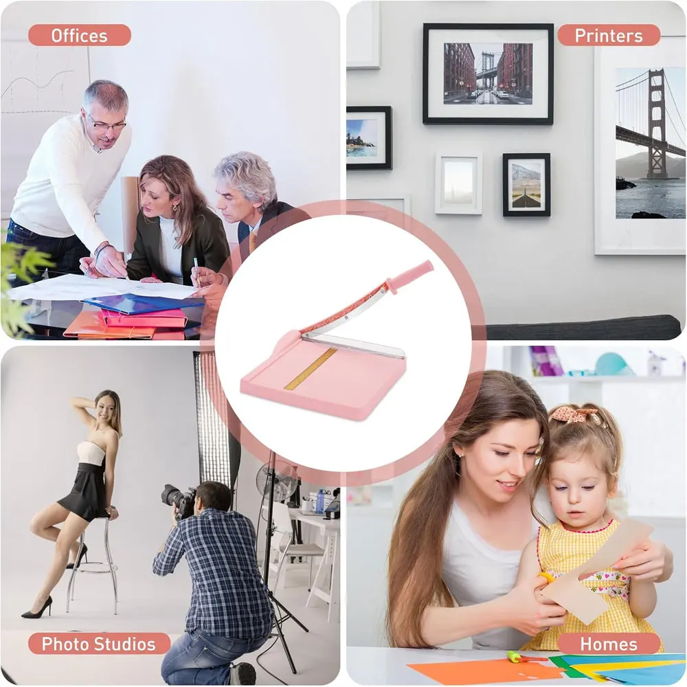 قطعة واحدة من قطع الورق المقصلة مع واقي أمان وقفل شفرة، طول القطع 12 بوصة، سعة 16 ورقة.