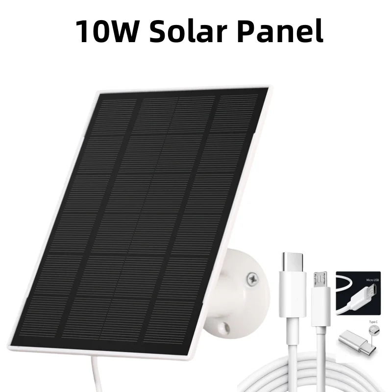 10W 18W Waterproof Outdoor Solar Panel With 3 Meter Cable Type-c  Micro Port 5V Charging For Phone Fan Eufy Wyze Battery Camera