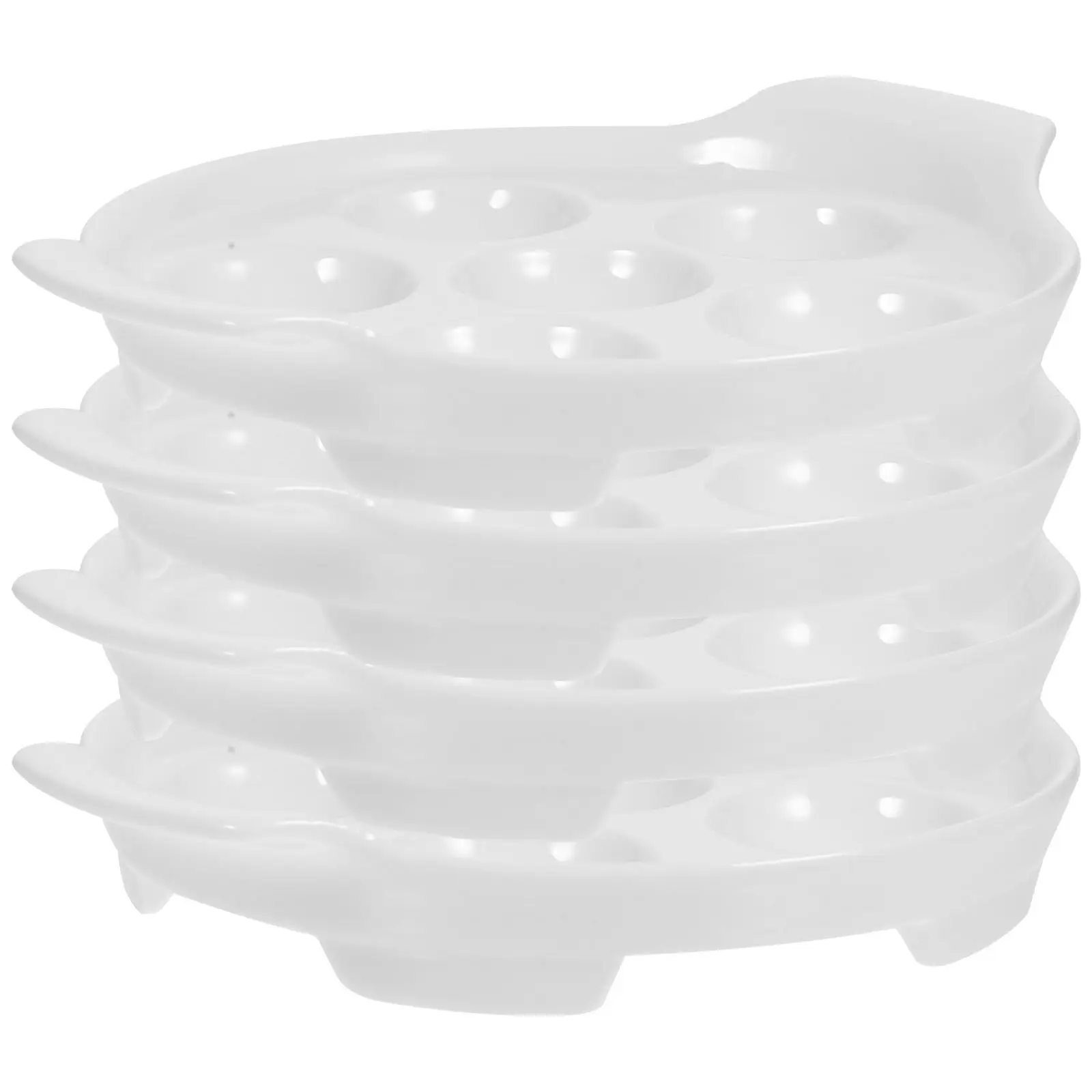 

4Pcs Ceramic Escargot Baking Dish Multi Slot Wear Resistant Bottom Double Handle Snail Plate Oven Safe Porcelain Escargot Plate