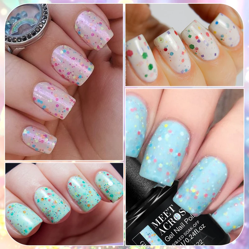 يجتمع عبر 7 مللي معكرون الزبادي هلام طلاء الأظافر بريق الترتر مستلزمات الأظافر UV/LED هلام الورنيش لربيع وصيف الأظافر تصميم #3