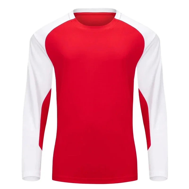 Camisetas deportivas de manga larga para hombre, con diseño de contraste de colores, ideales para el gimnasio y actividades físicas, con estampado 3D, corte holgado y secado rápido.