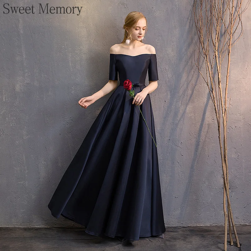 D4101 Maßgeschneiderte dunkelblaue Satin-Kleider für besondere Anlässe 2025, Maxi-Kleider, elegante Frau, langes Abschlussball-Brautjungfern-Partykleid