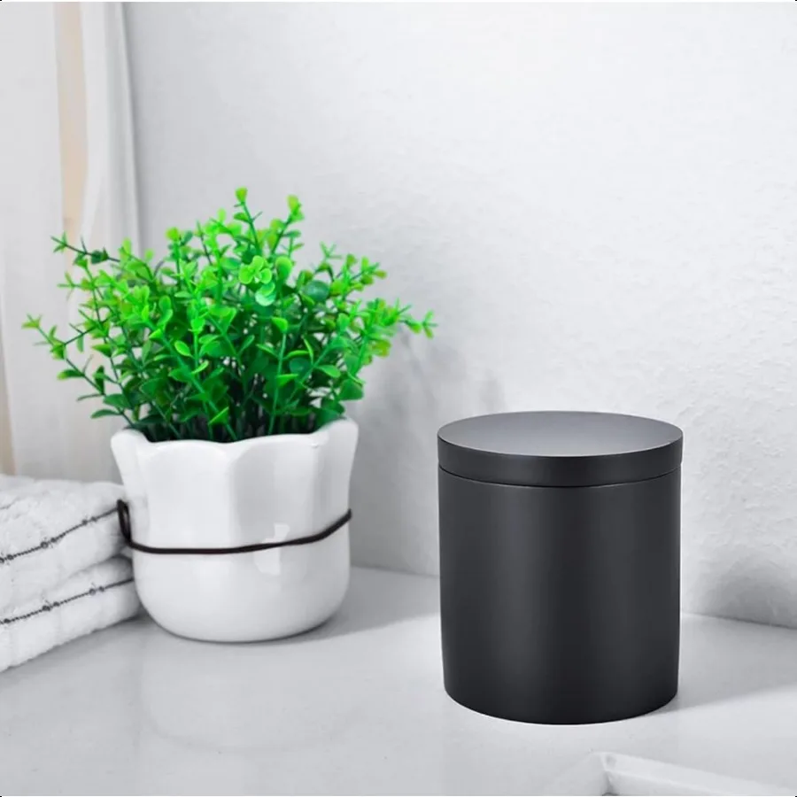 Contenitore rotondo in resina con coperchio Porta Qtip per bagno Cosmetici Accessori per trucco Conservazione per trucco Spugna Sali da bagno Deposito Chris