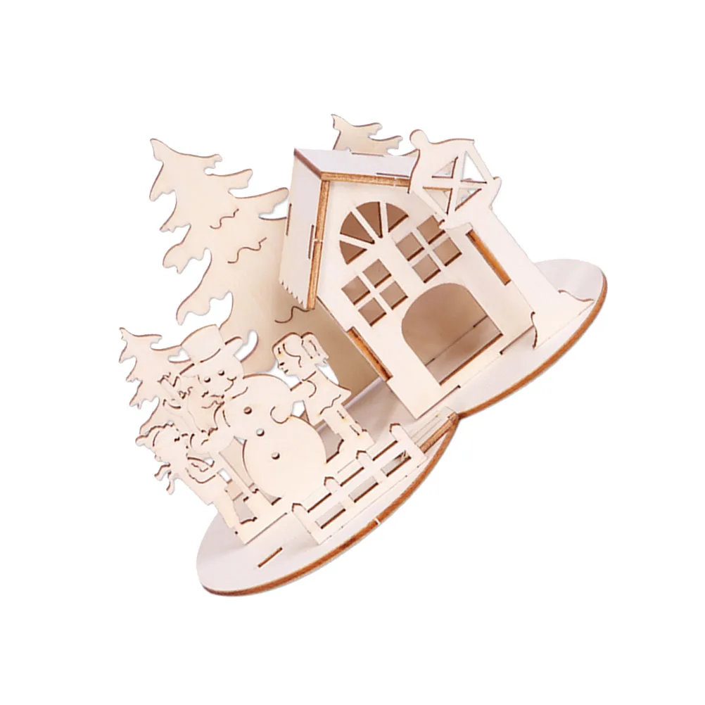 

2 Pcs Snowman Puzzle Ornaments Xmas Jigsaw Puzzles Wooden Number Christmas Decorations Kit Bamboo Desktop Crafts Adults