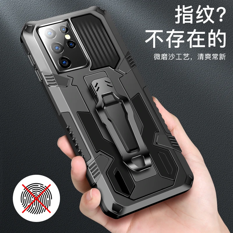 For Samsung Galaxy S22 Ultra S21 FE Case Shockproof Belt Clip Shell  Note 10 Plus 20  Rugged Armor Kickstand Back Cover