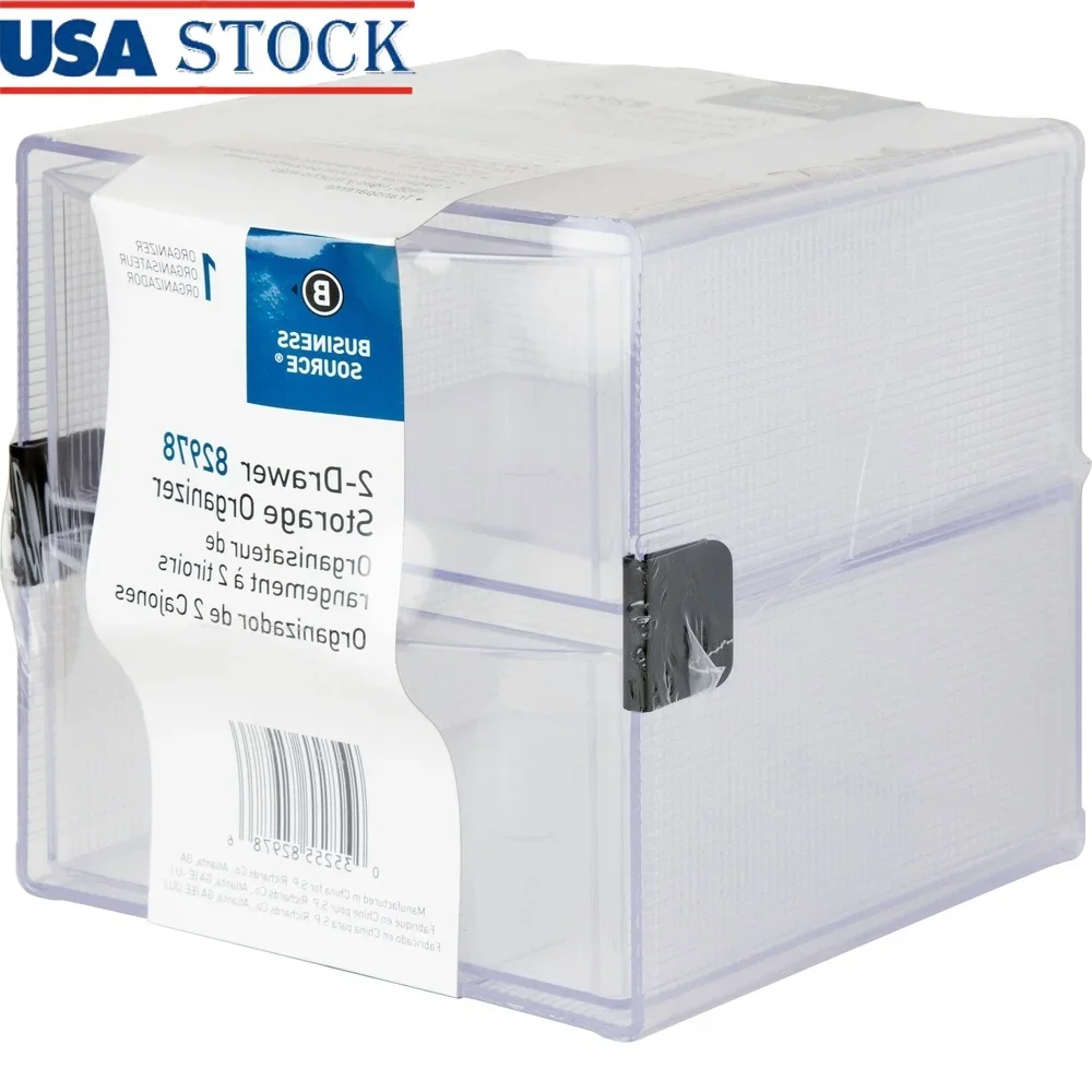 

Clear 2 Drawer Storage Organizer Small Items Desk Storage Solution Plastic Compartment Home Office Use