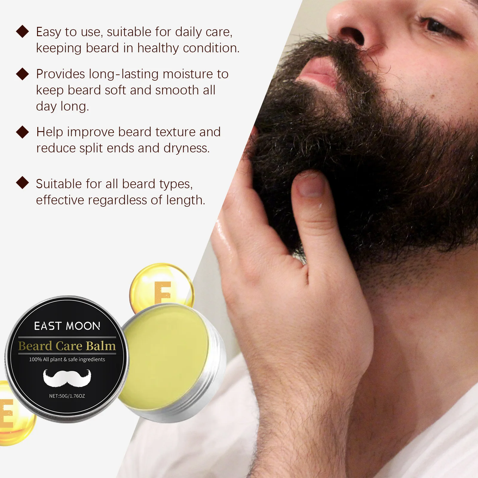 Vitamin E Beard Care Cream Reduce Dry Strengthen Shaping Moisturize Growth Improve Smoothing Charming Styling Beard Groomed Wax