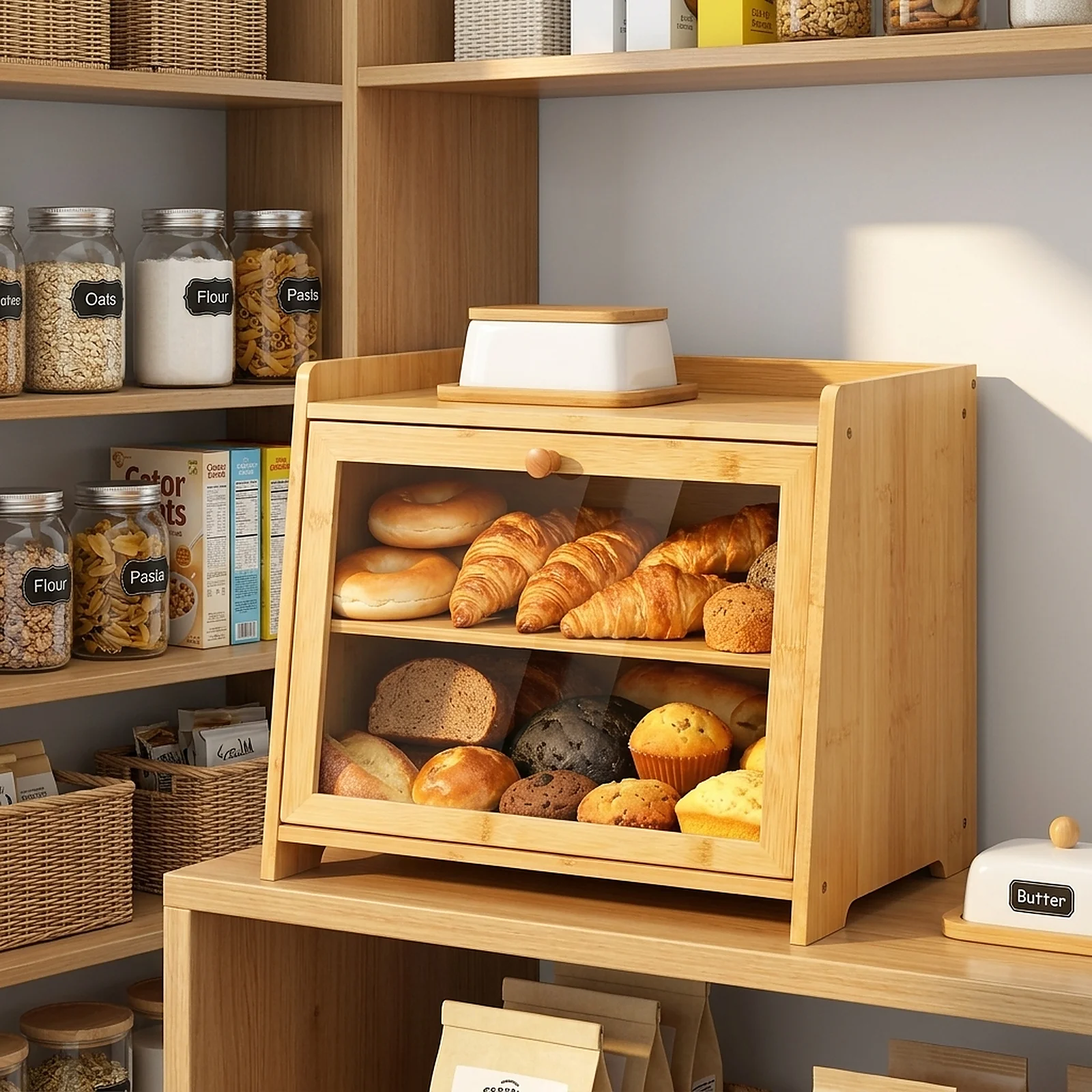 Food Storage With Dividers - Contenitore per Pane in Bambù Zoyiancy