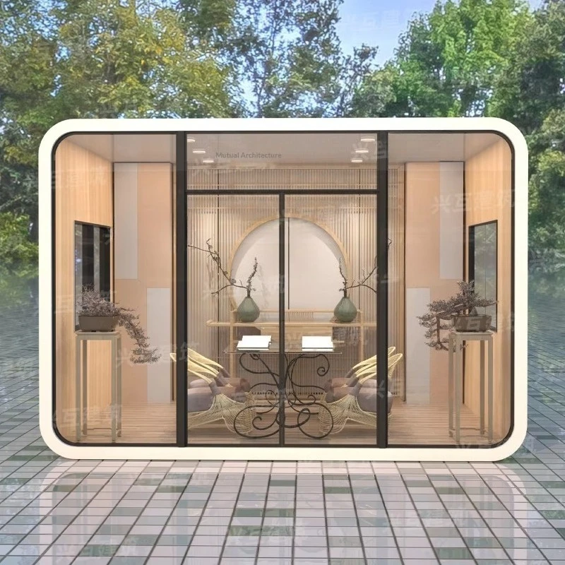 Outdoor Space Capsule Mobile Tiny House Tempered Glass Customizable Apple Barn Homestay Hotel Starry Sky Room Office Container