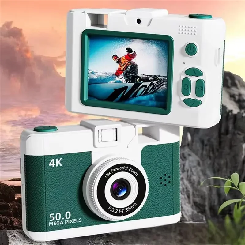 4K Digital Camera Retro Dual Lens Multifunction CCD Instant Thermal Camer For Travel Students Compact Photography