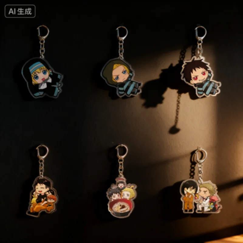 Anime Fire Force Acrylic key ring keychain Takehisa Hinawa Kotatsu Tamaki Key Chain Keychain Shinra Kusakabe Holiday gifts