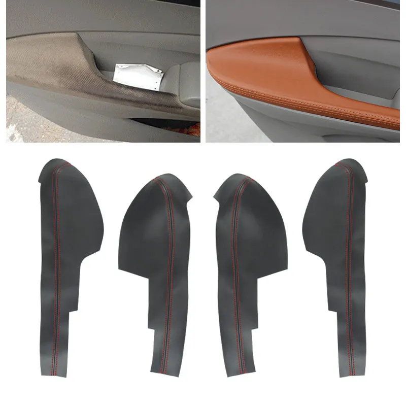 4pcs/set Soft Leather Door Armrest Cover For Honda City 2008 2009 2010 2011 2012 2013 2014 Car Door Armrest Panel Cover Trim