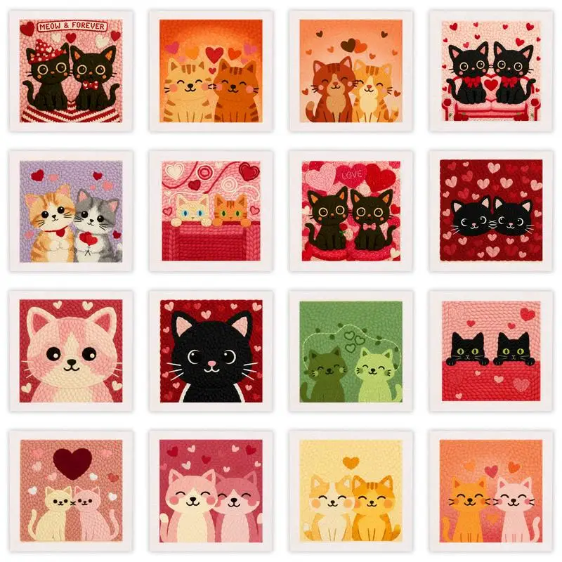 

GATYZTORY punch needle embroidery kits Cross stitch Love Couple Cat Diy Sewing accessories Embroidery frame Valentine's Day Gift