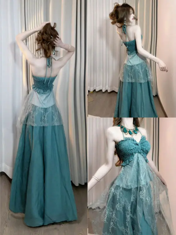 

Vacation Style Complete Set Ootd Beachwear Tank Top Wide Leg Pants Two Piece Summer Casual Comfortable Cotton Vest And Pants