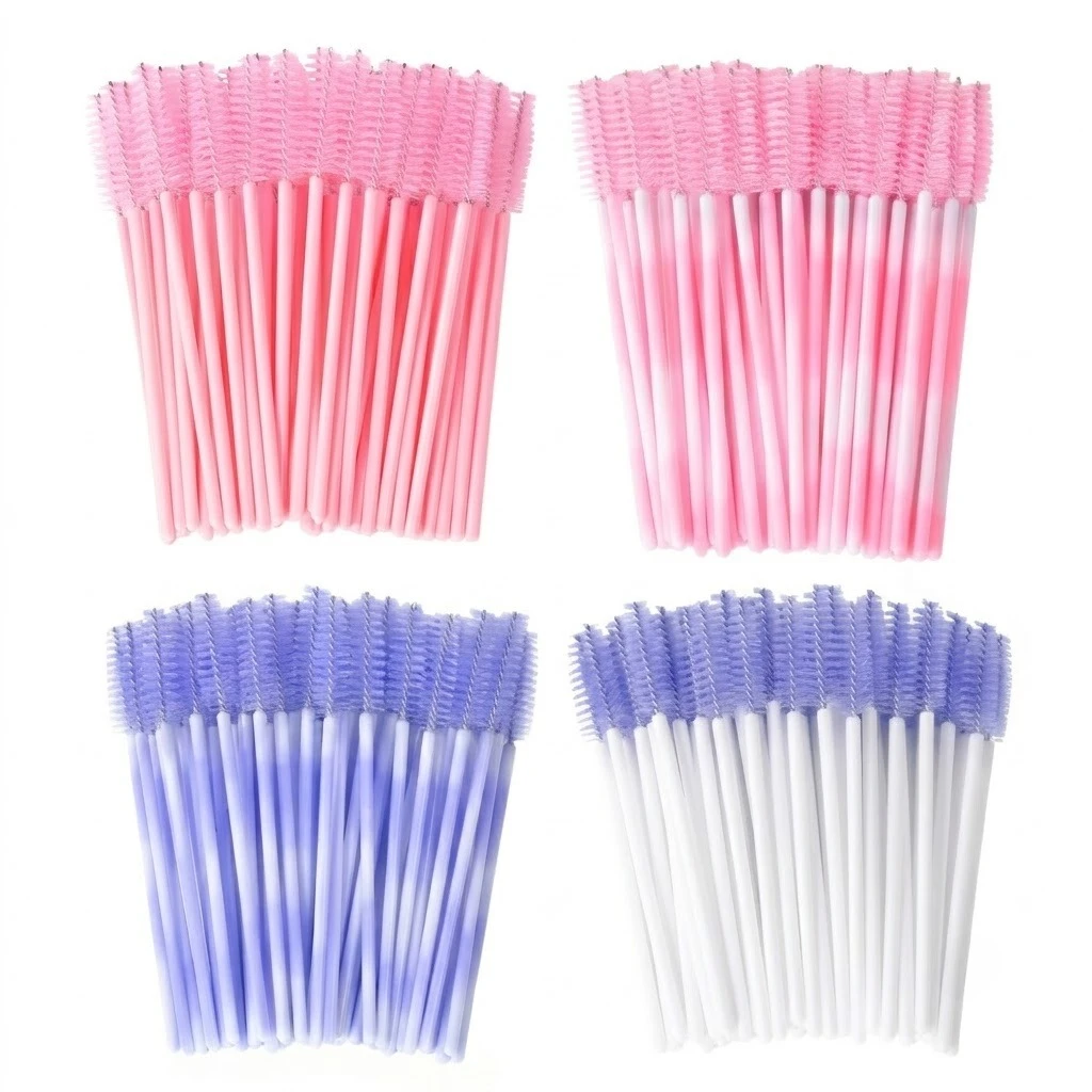 Women 200 Pcs Women Mascara Wands Spoolies for Eyelash Extensions, Eyelash Brushes Tool Kit Assorted Colors