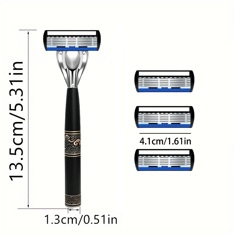 شفرة حلاقة آمنة للرجال عالية الجودة مكونة من 6 طبقات من الفولاذ المقاوم للصدأ الألمانية، شفرات حلاقة قابلة للاستبدال
