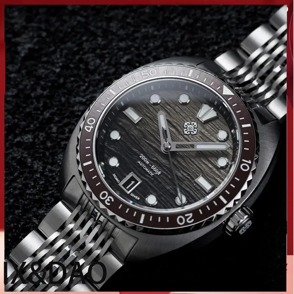 2026 IXDAO IPOSE Automatic Mechanical Men Watch Dragon Scale Pattern Diving 20Bar Stainless Steel BWG-9 Reloj Hombre JD-X07S