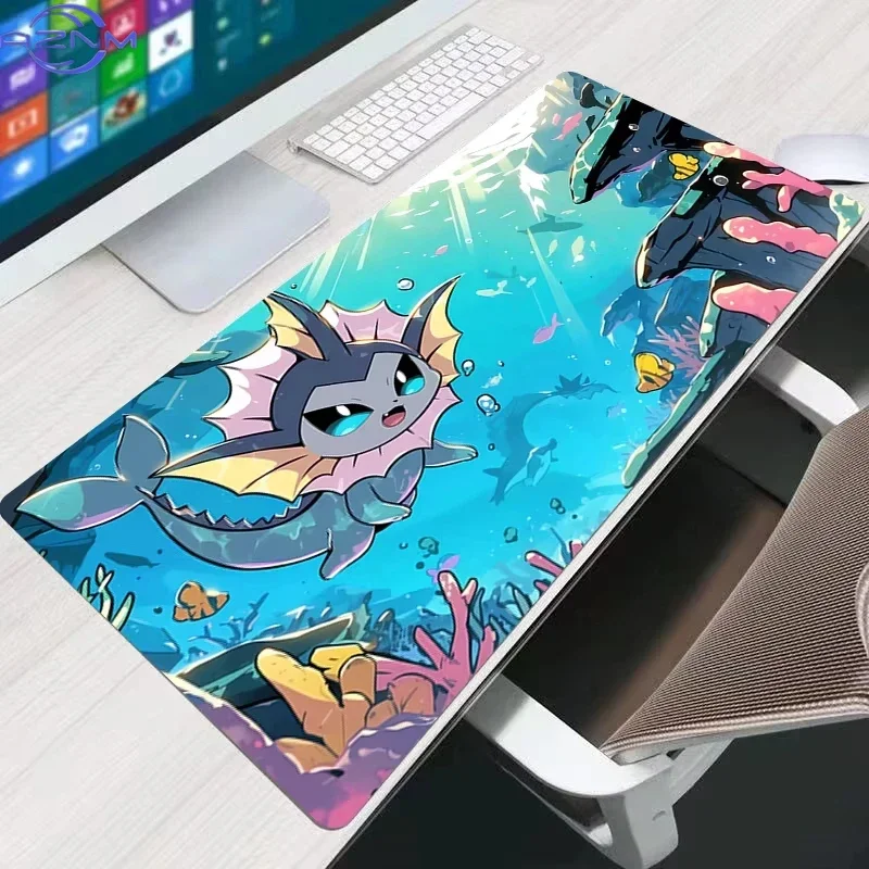 Mouse Pad Electric Yellow Fluffy Creature Large Mouse Pad, Lightning Cartoon Scene Non-Slip Lock Edge Desk Mat