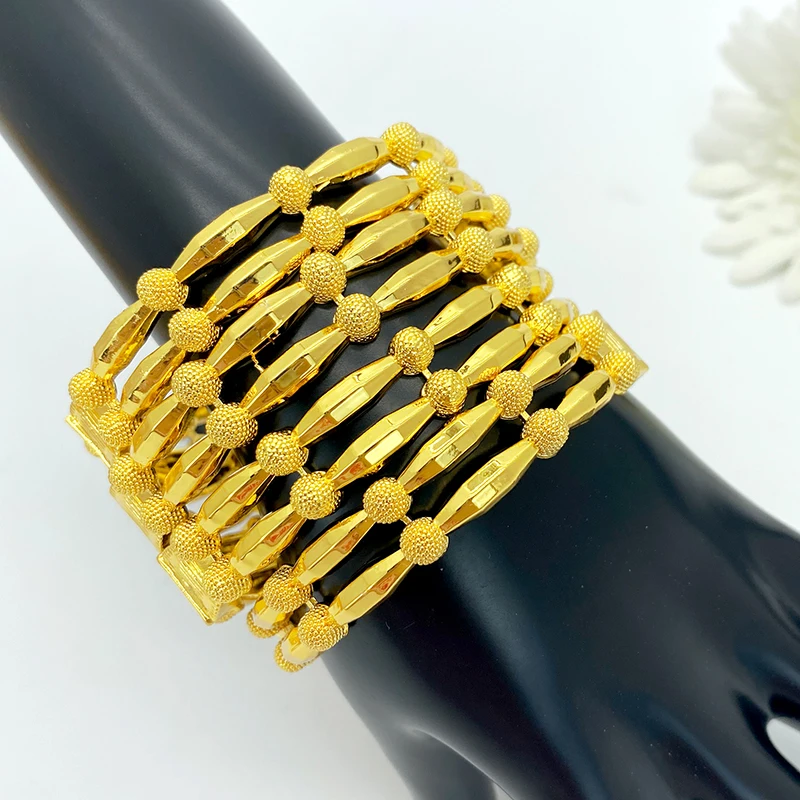 أساور مطلية بالذهب الإثيوبية في الشرق الأوسط دبي للسيدات، مجوهرات يدوية عربية إثيوبية، هدية زفاف العروس والفتاة