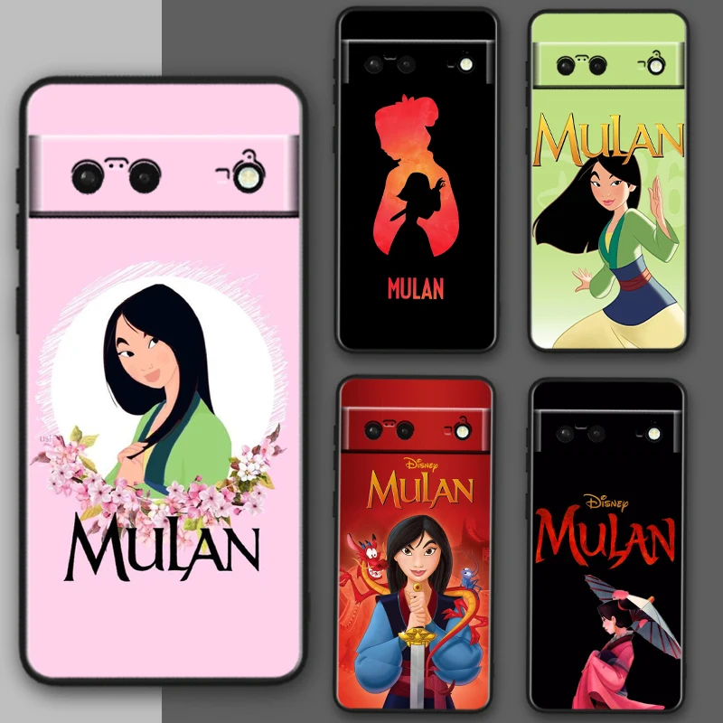 

Disney Mulan Princess Cartoon For Google Pixel 8 7A 7 6A 6 5A 5 5XL 4A 4XL 4 Pro 5G Shockproof Soft TPU Black Phone Case