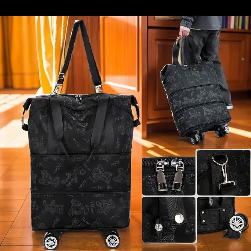 Upgraded New Silent Universal Wheel Multi-function Large Capacity Detachable Pulley Travel Wet And Dry Separation Boarding Bag