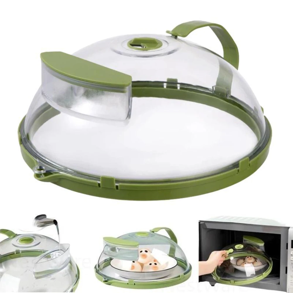 Microwave Cover for Food Clear Microwave Splatter Cover with Water Steamer and Handle 10 Inch Plate Covers Kitchen Gadgets