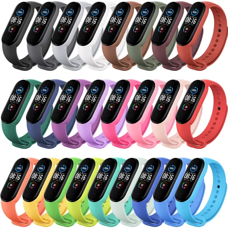 Strap For Xiaomi Mi Band 6 5 4 3 7 Silicone Bracelet Sport Wrist Replacement Strap Soft For Mi band 7 5 4 Wristband Accessories