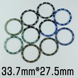 33.7mm*27.5mm Ceramic Watch Bezel Circle Green Luminous Beads Insert For Seiko SKX013 SKX015 Men's Mechanical Diving Watch