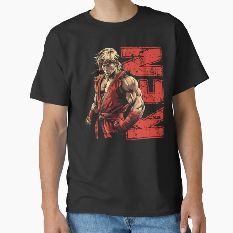 

Ken Masters 80s Retro Arcade video game Street fighter GYM Martial art gift T-shirt for men Large size Tops S-6XL Mens clothing