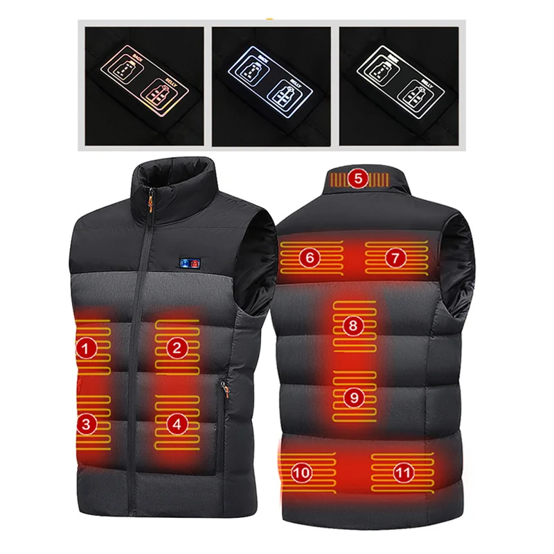 HV-11 Heated Vest 11 Heating Areas Men Jacket Winter Women Electric USB Heater Tactical Jackets Man Thermal Body Warmer Coat