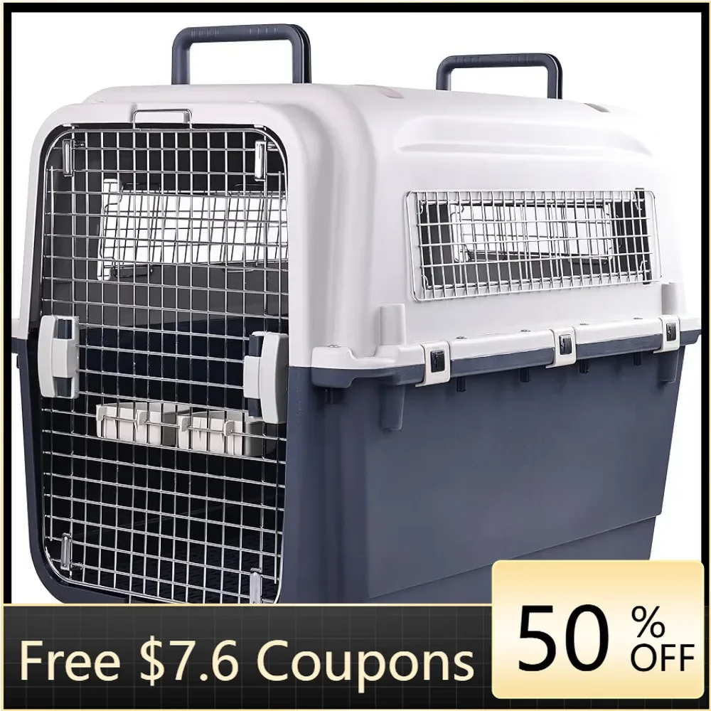 Plastic Rolling Kennels for Dogs, Airline Approved, Wire Door, Travel Dog Crate House, Kennel Supplies, Products Freight Free