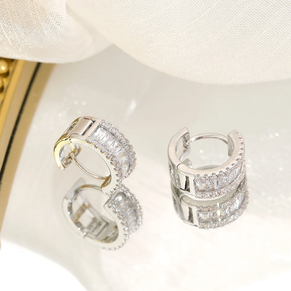 Juya Handgemachte Micro Pflastern Zirkon Gold/Silber Farbe Luxus Hoop Ohrringe Für Frauen Braut Abend Party Schmuck Großhandel – Detail 9