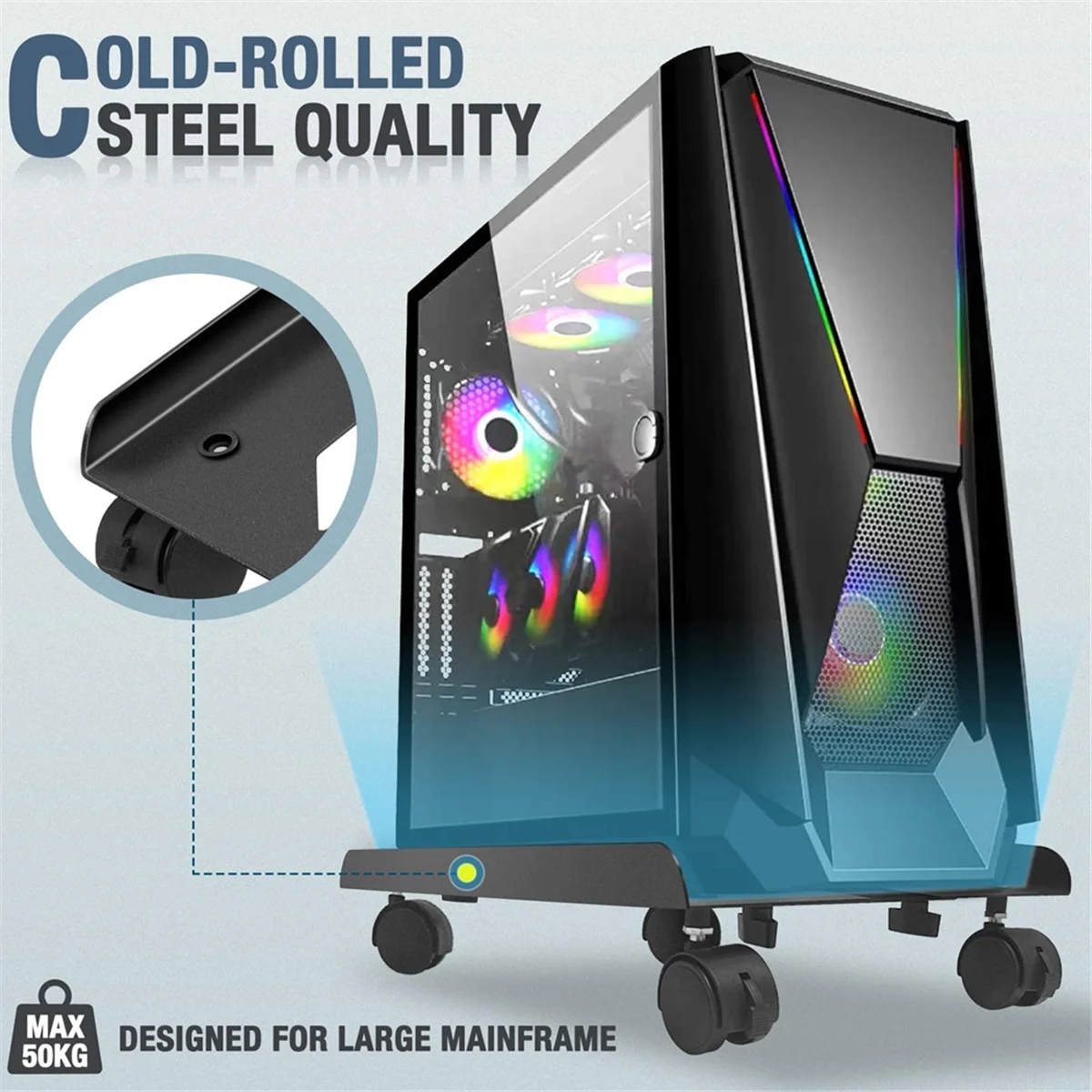 Supporto per PC Supporto per torre per computer Supporto per CPU mobile regolabile Supporto per torre per PC con ruote girevoli per la maggior parte dei computer PCJAS