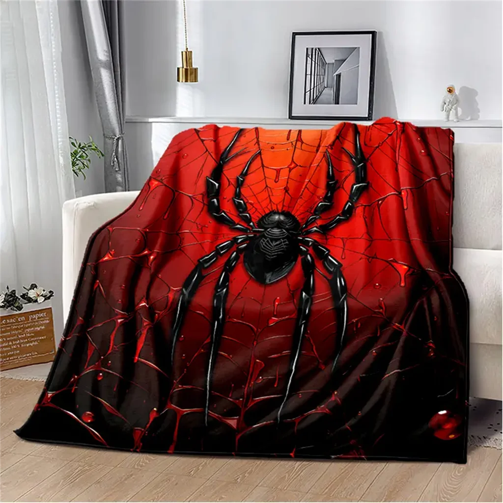 Cool Spider Web,Spider,Flannel Throw Blanket,Gifts for Kids,Cozy Noon Break Blanket for Office Couch Lightweight Warm Super Soft