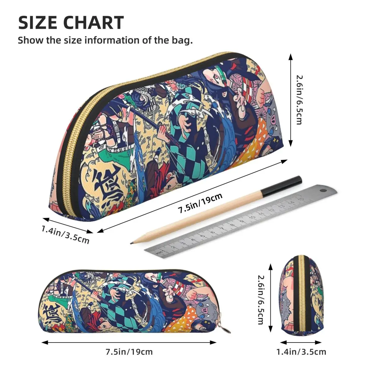 أنيمي شيطان القاتل كامادو تانجيرو مقلمة قلم رصاص الحقيبة تخزين لوازم مكتبية سعة كبيرة صندوق القلم حقيبة أقلام رصاص