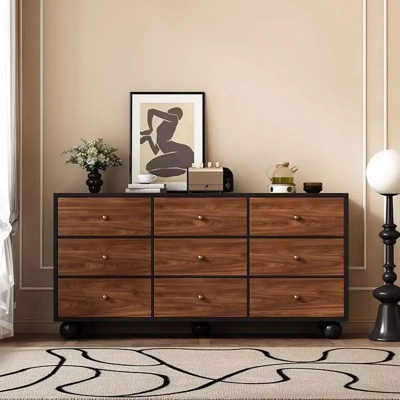 Solid wood antique chest cabinet, five-bucket drawer cabinet, bedroom locker, solid wood bedside