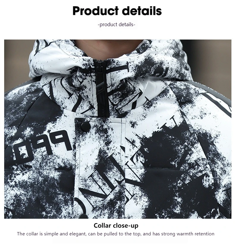 2024 Winter neuer modischer Kapuzenpullover, locker, verdickt, winddicht und kältebeständig, warme Daunenjacke, tägliche lässige Baumwolljacke – Detail 9